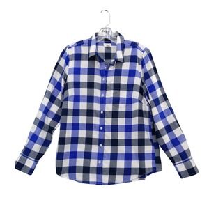 J. Crew Flannel Shirt‎ Blue Plaid Long Sleeve Button Down Re-Imagined M